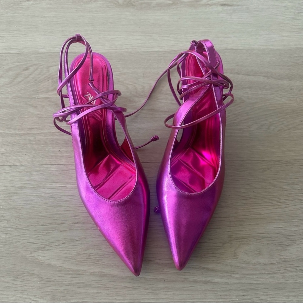 Zara Pink Stiletto Heels with Pointed Toe